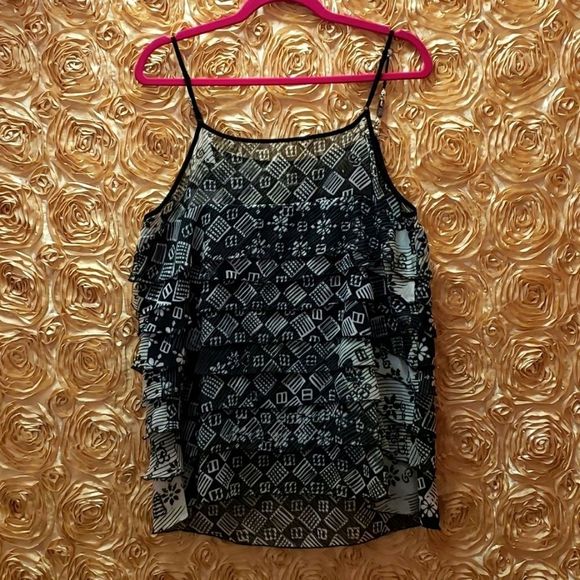 2/$60😆LAPIS Black & White Blouse Top NWOT Size L - Picture 2 of 13